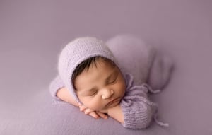 Image of Footed Romper and Bonnet Set - LAVENDER
