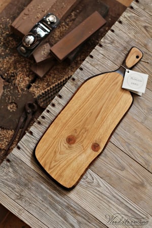 Image of Charcuterie serving board, cheese serving board - oak with ebonized edge