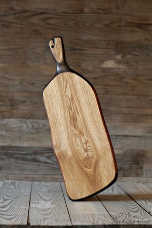 Image of Charcuterie serving board, cheese serving board - oak with ebonized edge