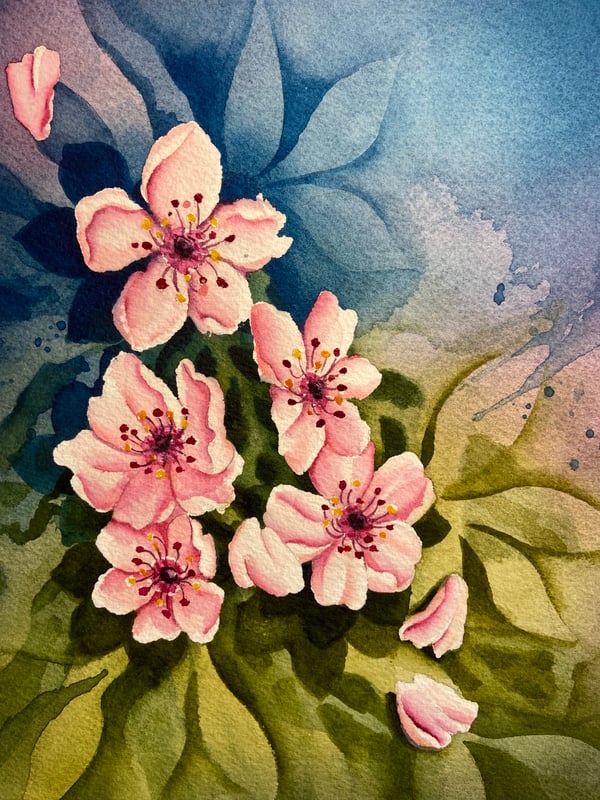 Image of Cherry Blossom Watercolor Painting 