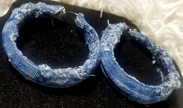 Image of Tasty Raw Edge Denim  "Middy Hemi" Hoops