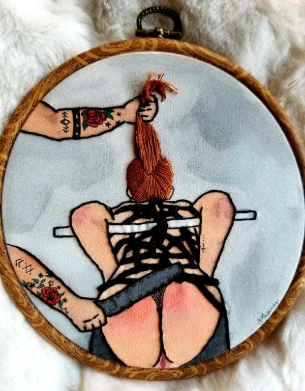 Image of "Impact Play" 3-D Erotic Embroidery Art
