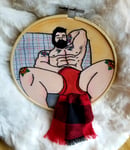 Image 1 of "Mountain Man Self Care" 3-D Erotic Embroidery Art 