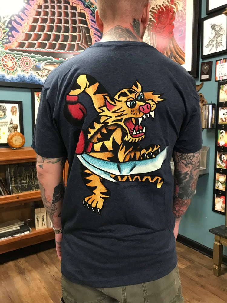 Fatal Actor dramatic Boxing Tiger T-Shirt (Navy) | RIGHT COAST TATTOO