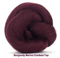Image 1 of Burgundy - Merino Combed Top - 100 grams (3.5 oz)