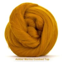 Image 1 of Amber - Rich Golden Merino Combed Top - 100 grams (3.5 oz)
