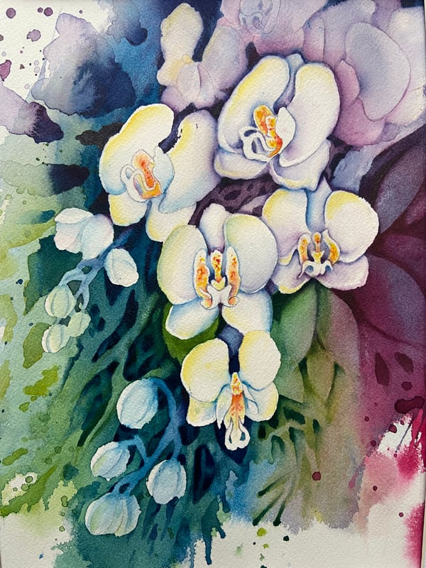 Image of Orchid Watercolor Painting 