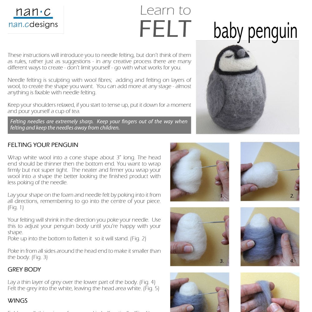 PDF Baby Penguin Felting Instructions