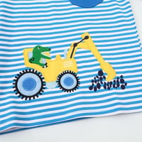 Image 3 of Long Sleeve Striped Dinosaur Digger T Shirt 