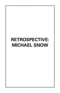 Image of Retrospective: Michael Snow