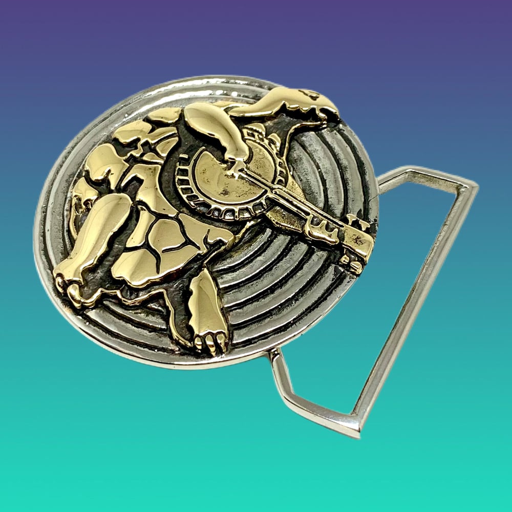 Image of Terrapin Turtle Buckle Cast in White and Yellow Brass