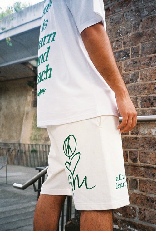 Image of Peace, Love, AM Shorts in Natural White