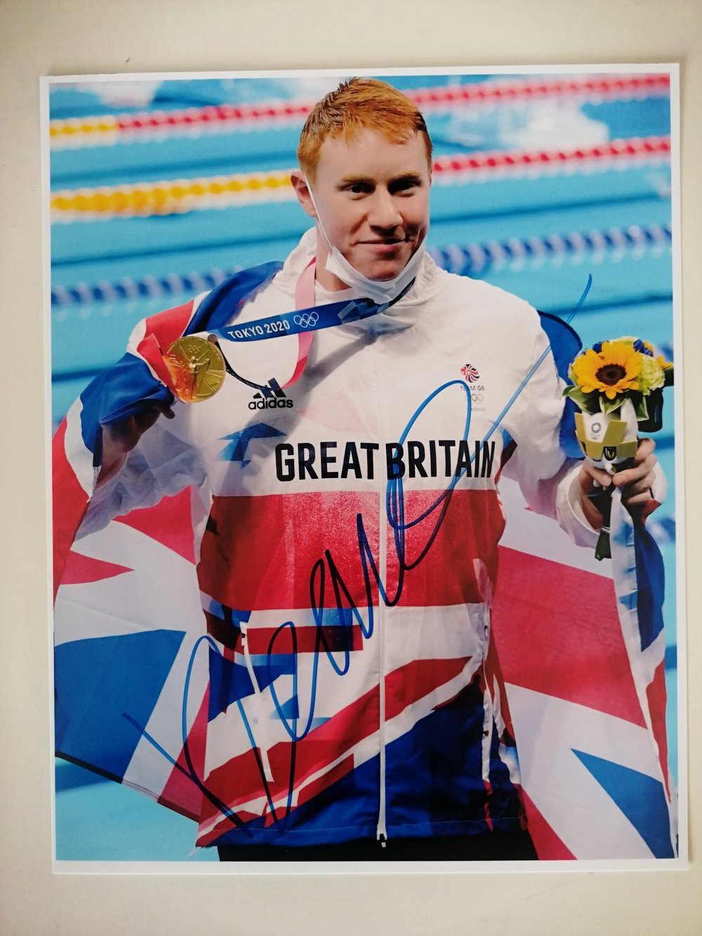 Olympic Swimmer Tom Dean Signed 10x8