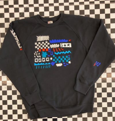 Image of XL Blue and Silver print Black Sweatshirt