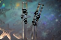 Image 3 of Swirl of Paw Prints Glass Drinking Straw