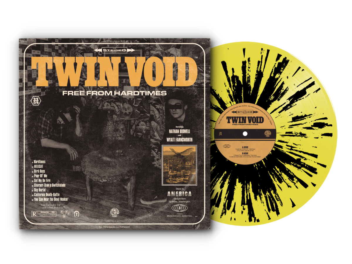 Image of Twin Void - Free From Hardtimes 220x LTD Transparent Yellow Splatter Black Vinyl