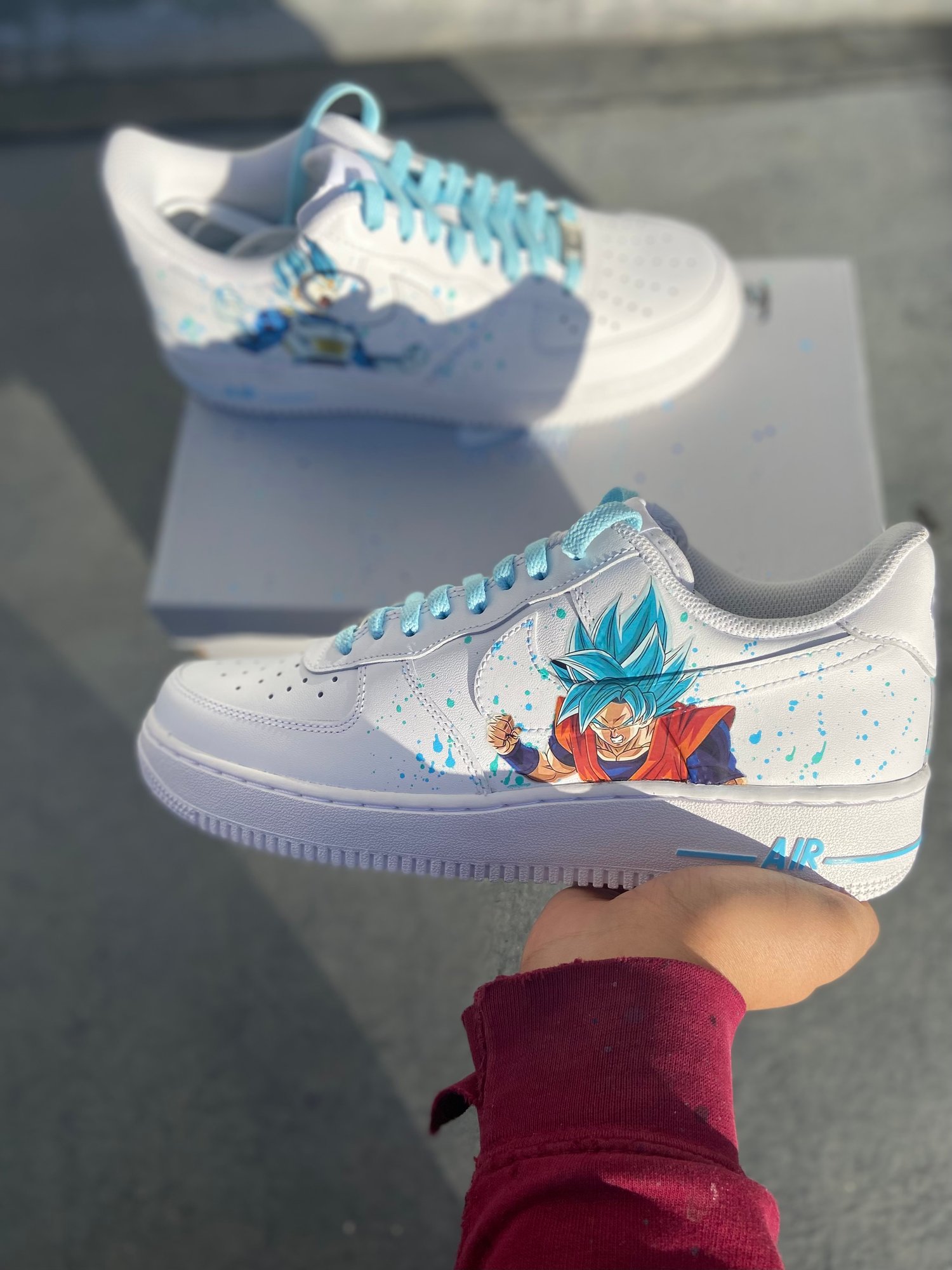 Dragon ball z custom airforces with coloured laces Customsbyzeee