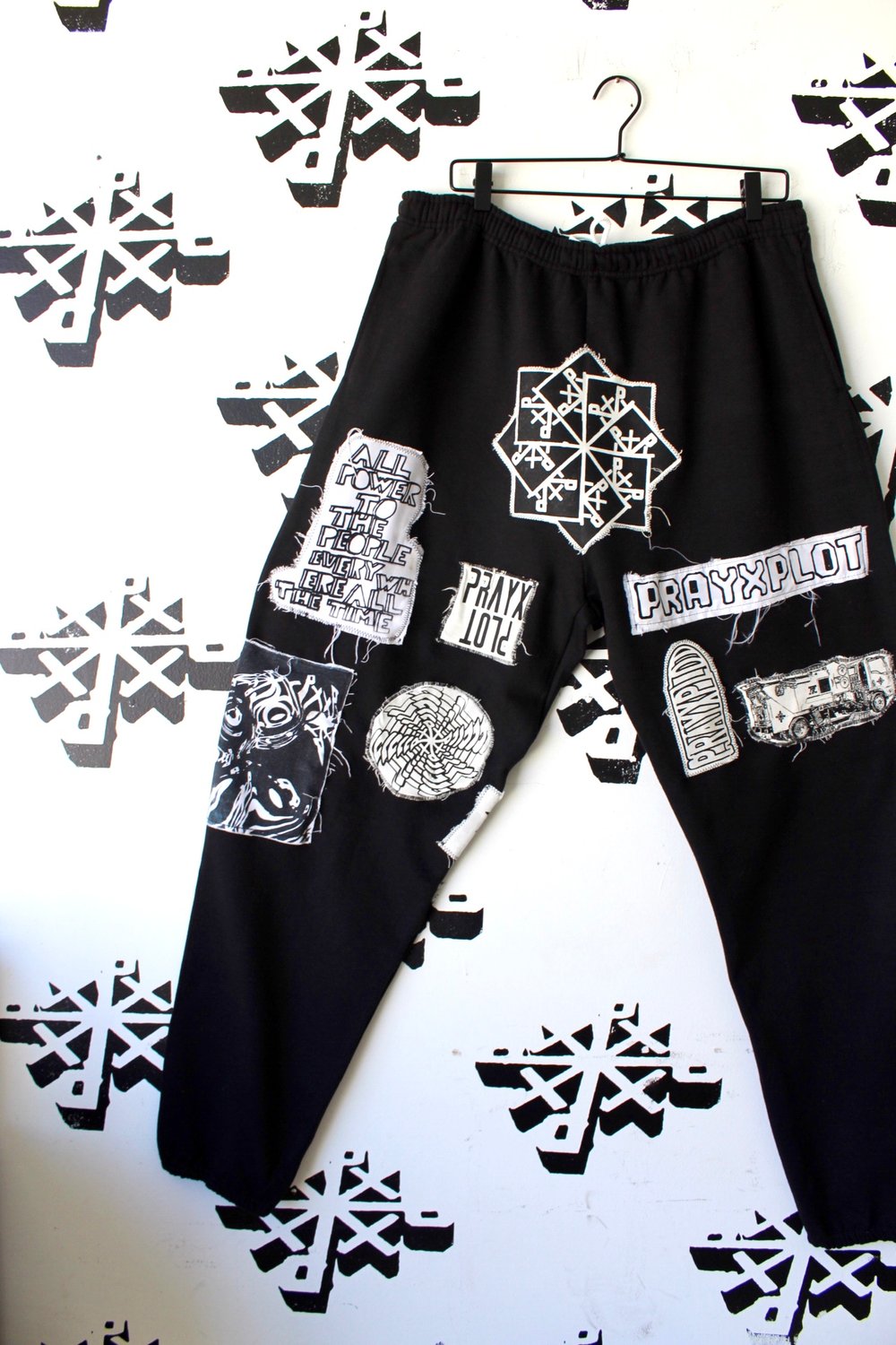 black on black sweatpants in black