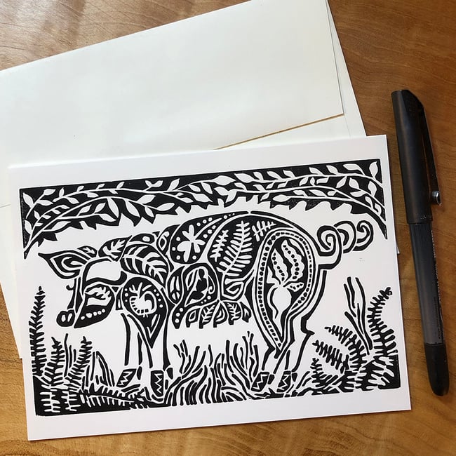 Whole Hog greeting card