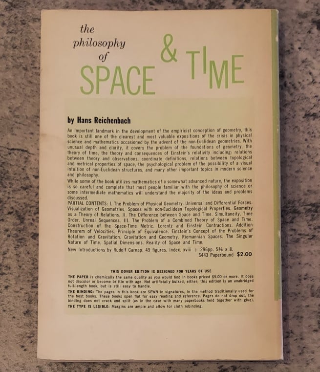 The Philosophy of Space and Time, by Hans Reichenbach