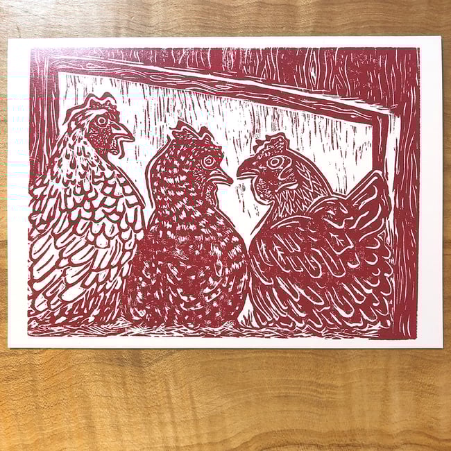 Rainy Day Hens greeting card