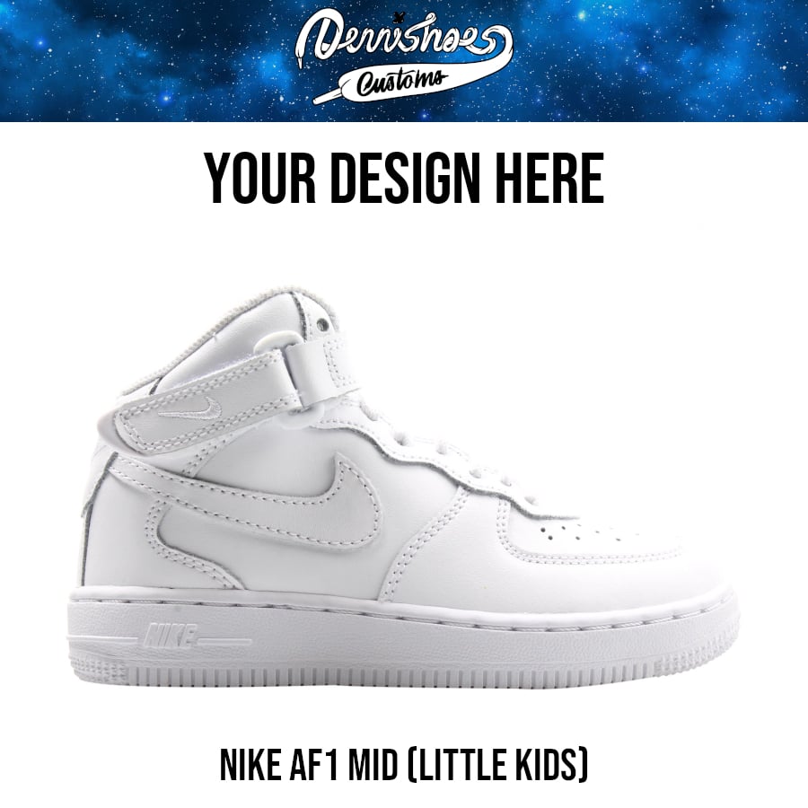 Image of Custom Hand Painted Made To Order Nike Air Force 1 Mid Shoes (Little Kids)
