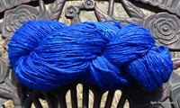 Image 2 of 263 Yards - 100% Mulberry Silk Single Yarn - Extreme Blue - DK weight - ON SALE