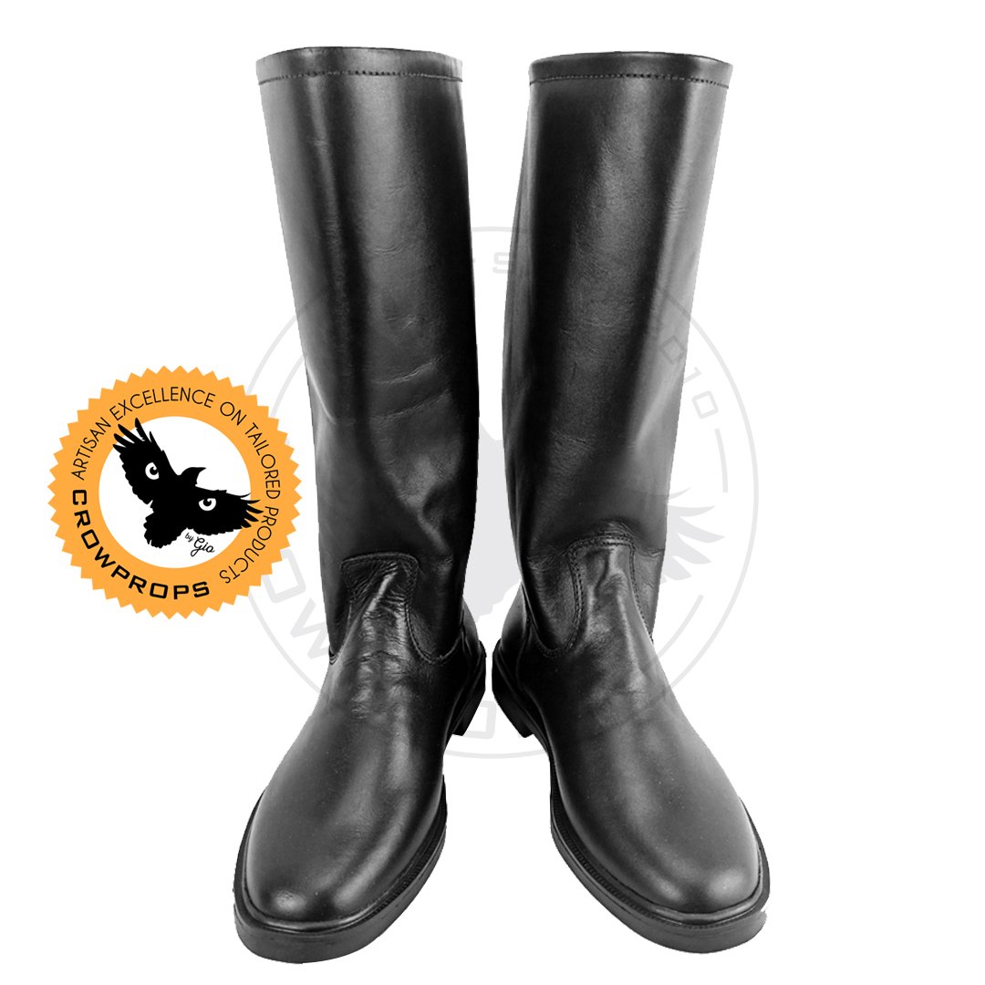 Black Officer Riding Long Boots (with back hidden zippers) | CROWPROPS