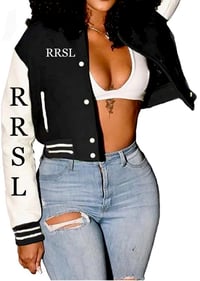 Image 2 of Black Women Varsity Crop Double RSL Jacket