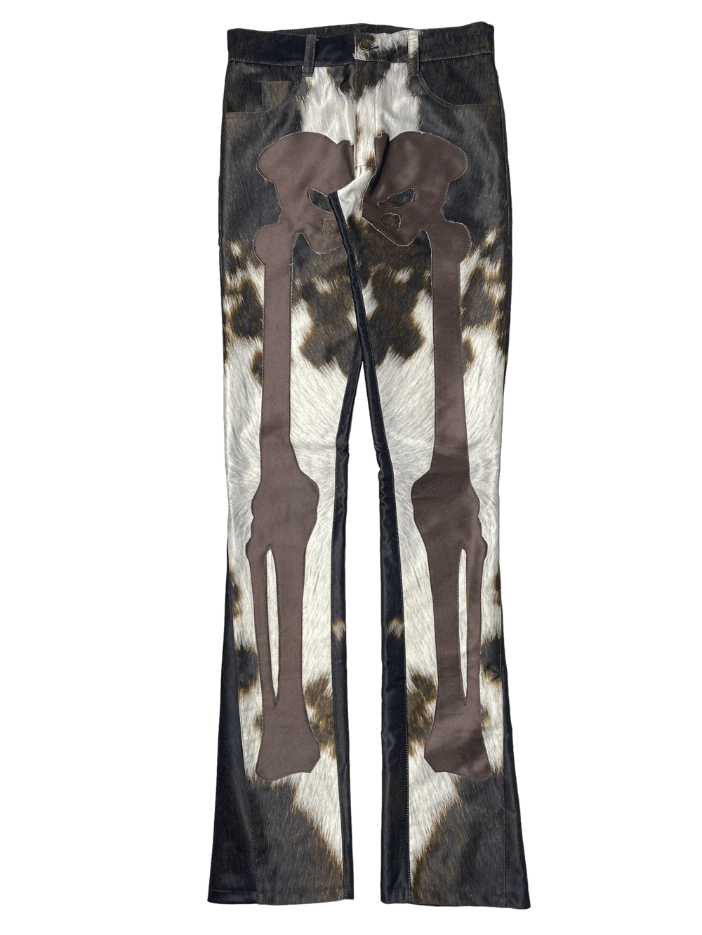 BLACK COWHIDE SKINNY FLARED BONE PANTS*LIMITED*