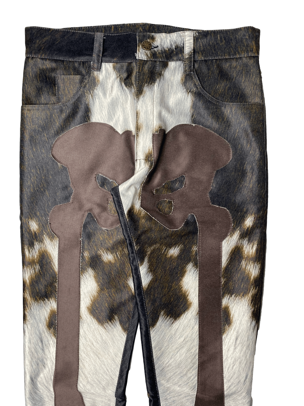 BLACK COWHIDE SKINNY FLARED BONE PANTS*LIMITED*