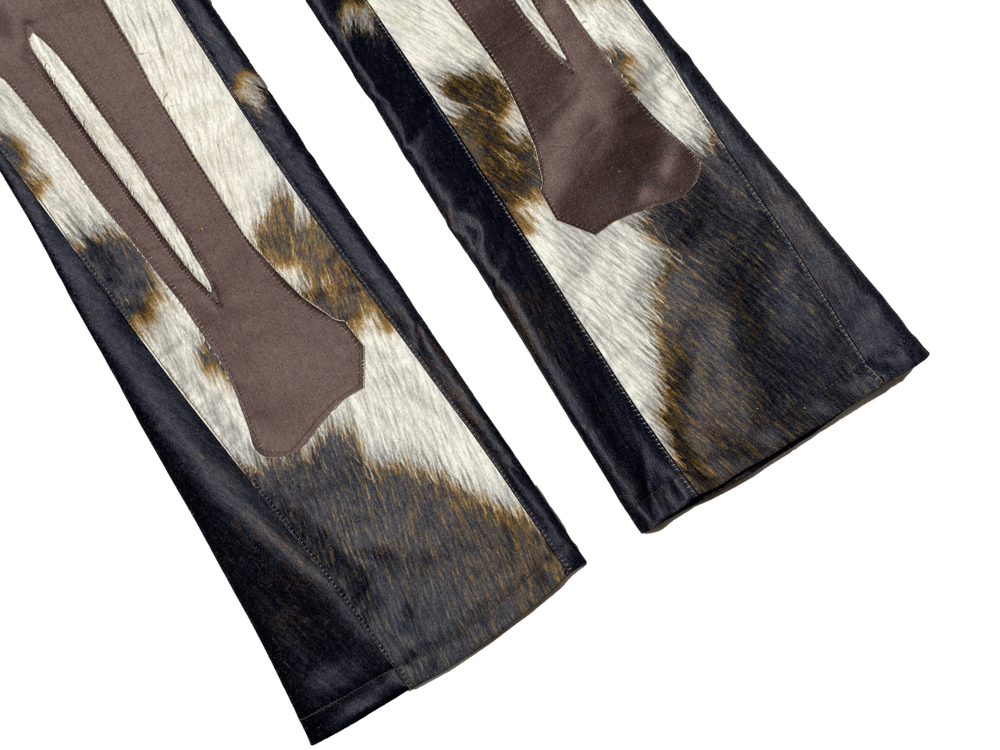 BLACK COWHIDE SKINNY FLARED BONE PANTS*LIMITED*