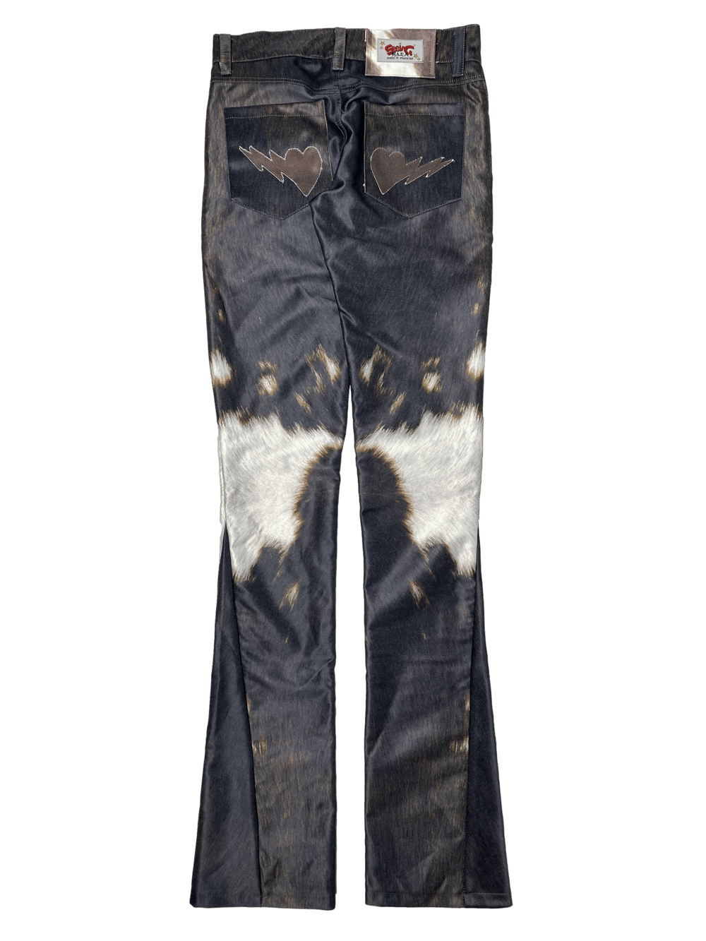 BLACK COWHIDE SKINNY FLARED BONE PANTS*LIMITED*