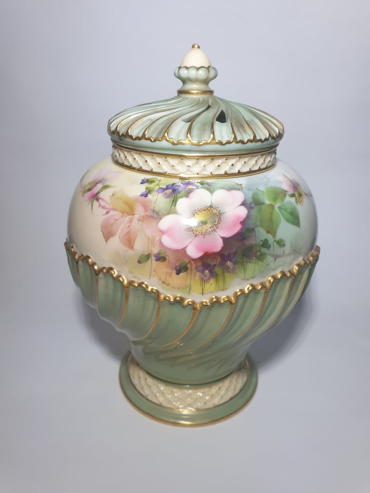 Image of Royal Worcester Rose Jar and Covers
