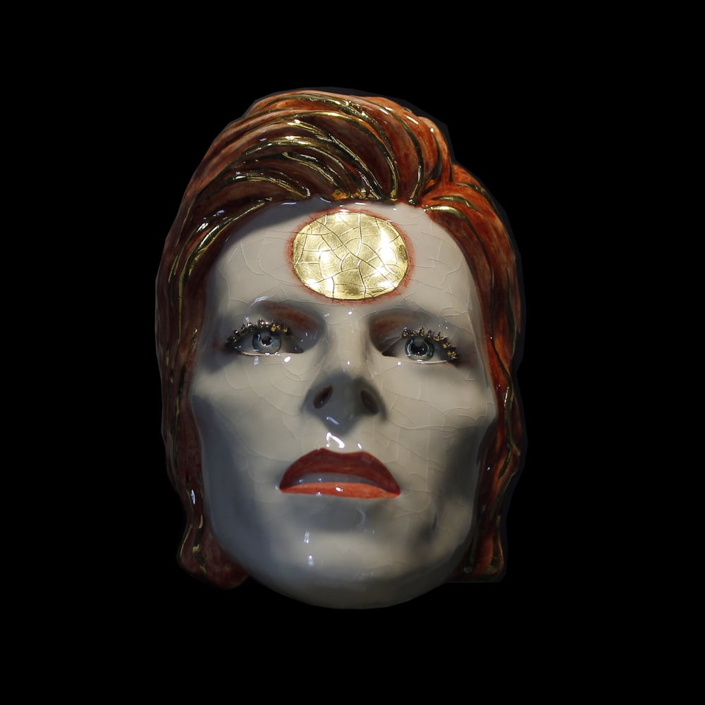 'Ziggy Stardust' Painted Ceramic Face Sculpture