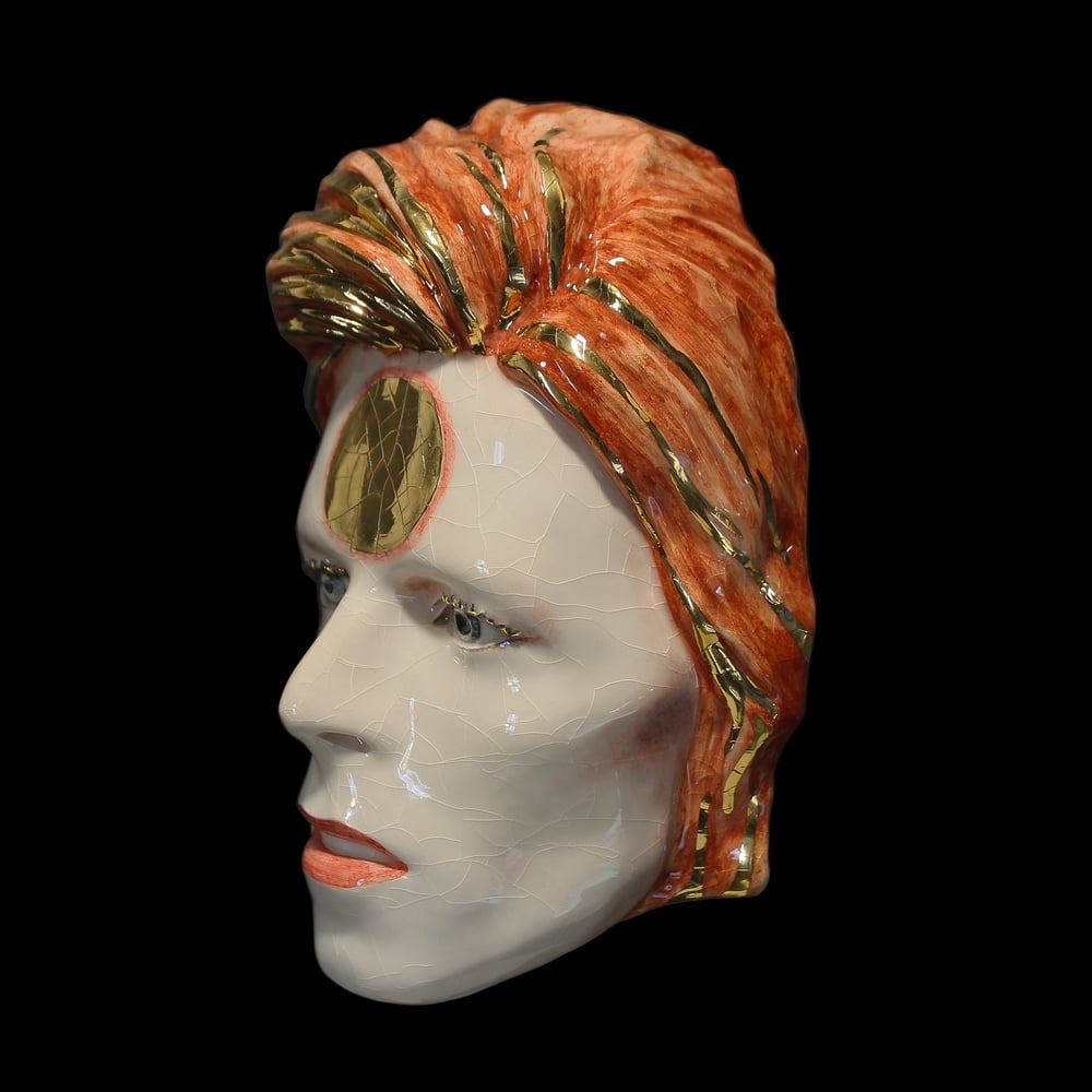 'Ziggy Stardust' Painted Ceramic Face Sculpture