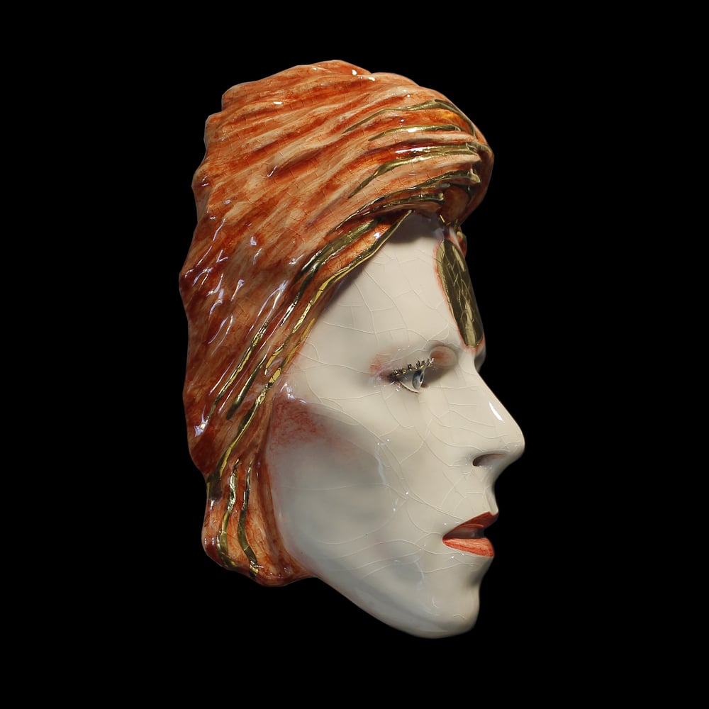 'Ziggy Stardust' Painted Ceramic Face Sculpture