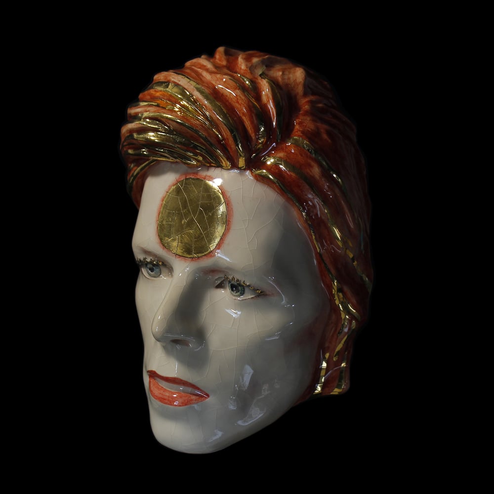 'Ziggy Stardust' Painted Ceramic Face Sculpture