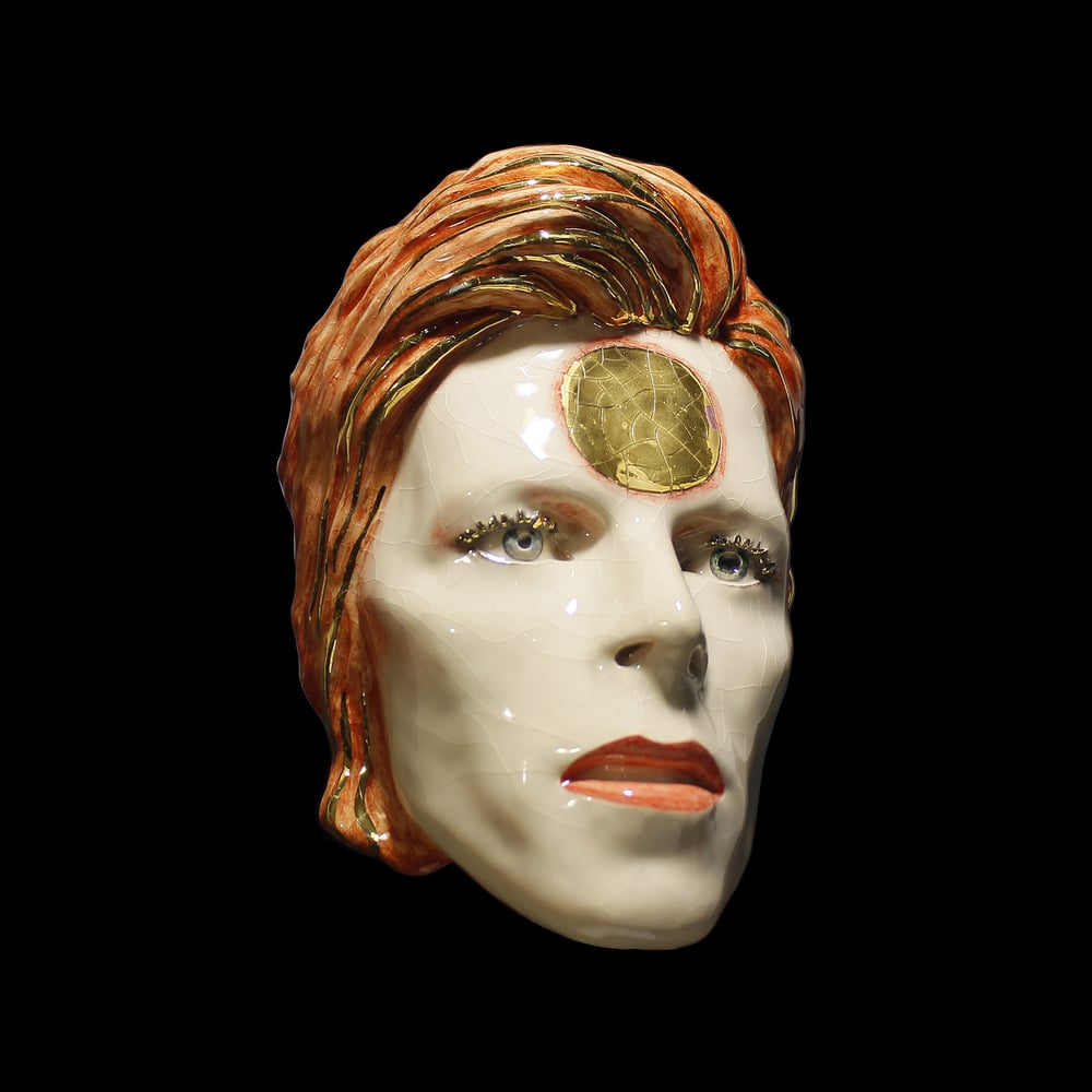 'Ziggy Stardust' Painted Ceramic Face Sculpture