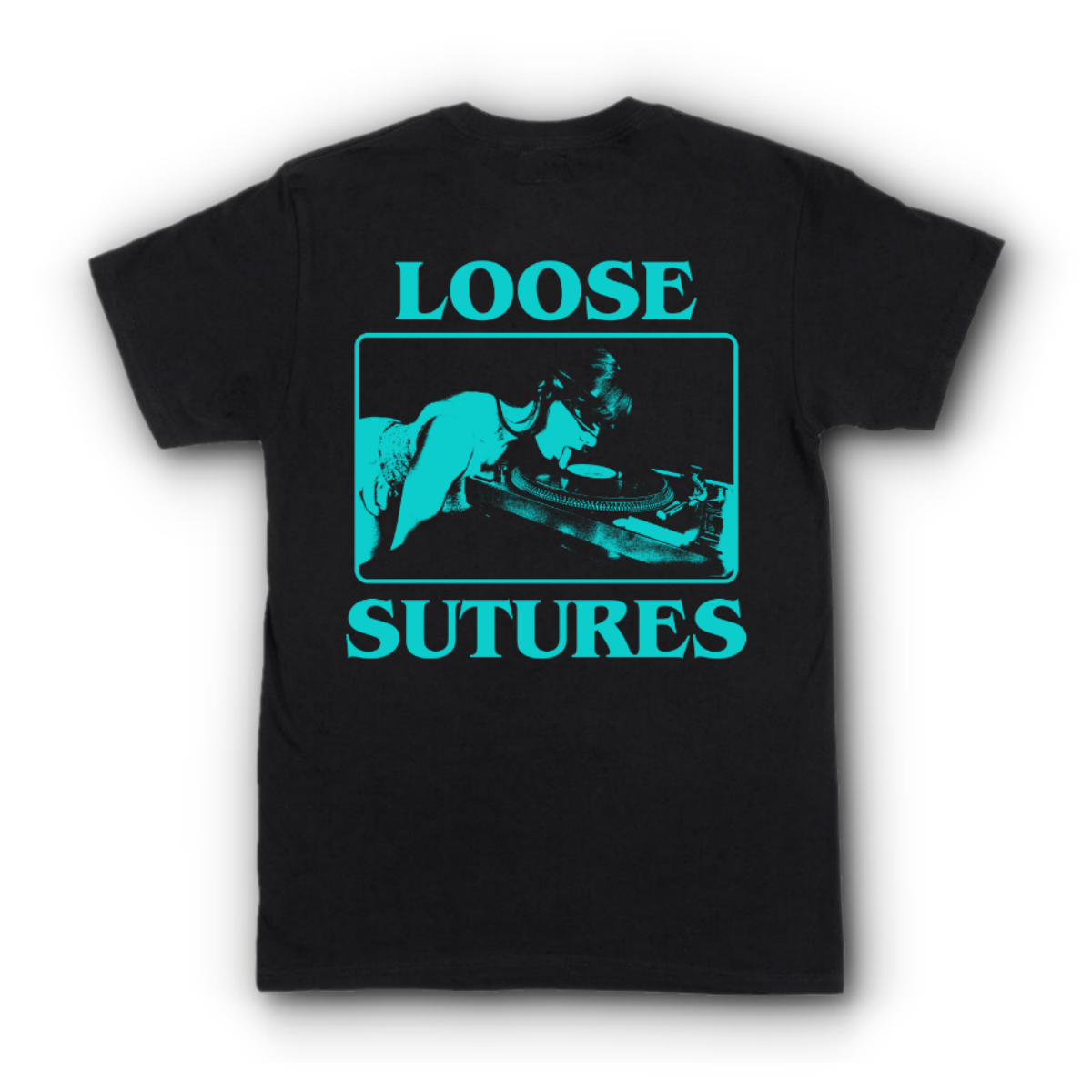 Image of Loose Sutures vinyl Black T-shirt