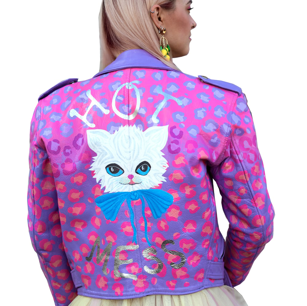 Image of Hot Mess - Bespoke hand painted vintage leather jacket