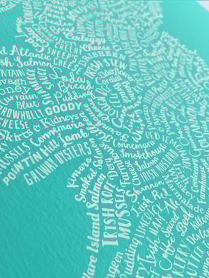 Image of Typographic Food Map of Ireland - Green