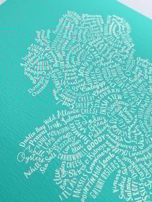 Image of Typographic Food Map of Ireland - Green