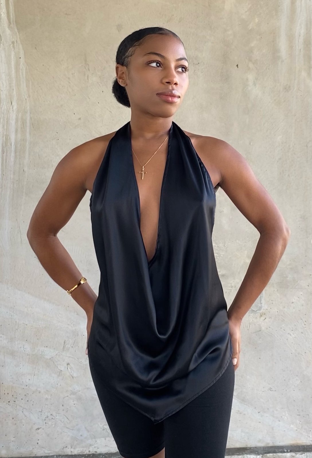 womens black halter neck tops