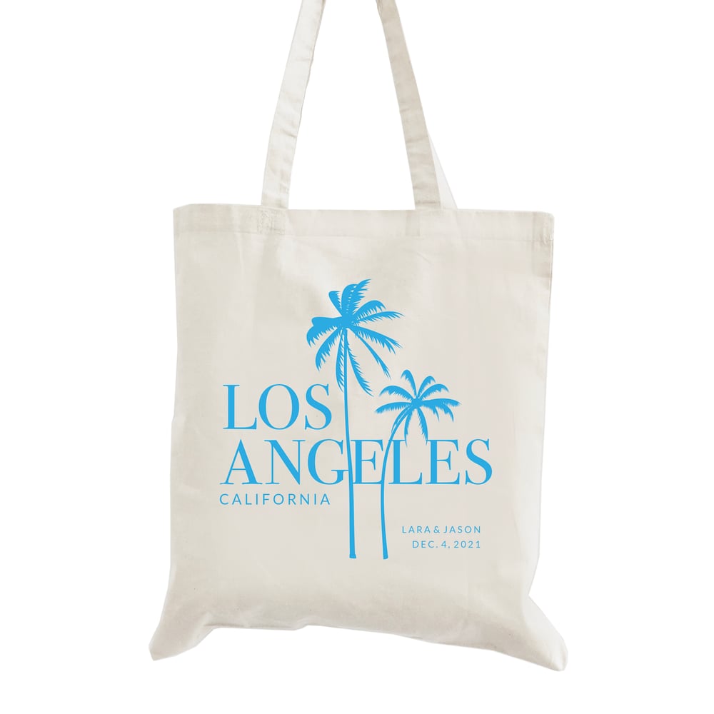 Image of Los Angeles Palm Wedding Welcome Tote Bag