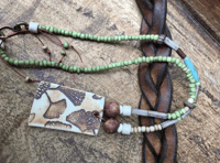 Image 2 of Artisan Ceramic Bohemian Ginkgo Biloba Necklace