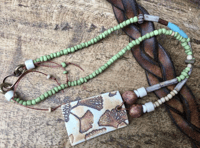 Image 1 of Artisan Ceramic Bohemian Ginkgo Biloba Necklace