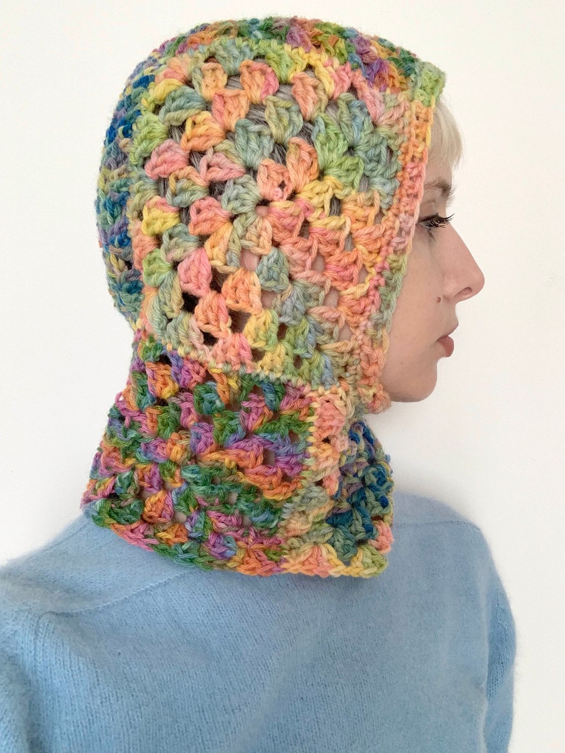 Image of Granny Square Balaclava Sherbet Flavor- Medium