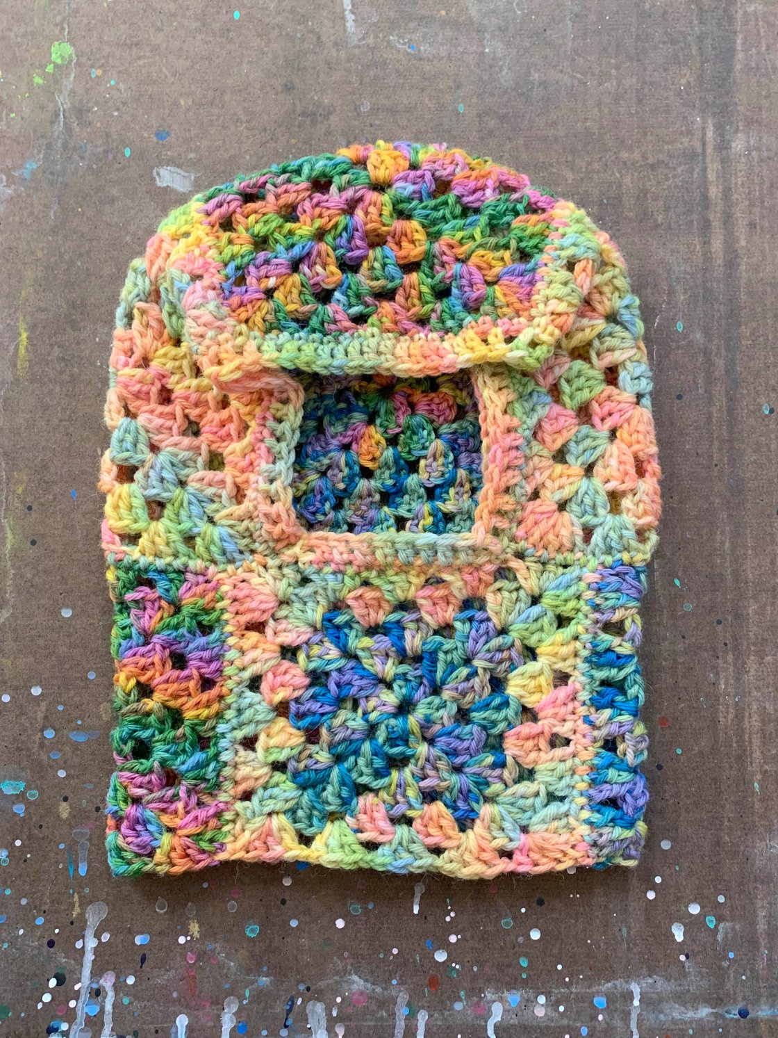 Image of Granny Square Balaclava Sherbet Flavor- Medium