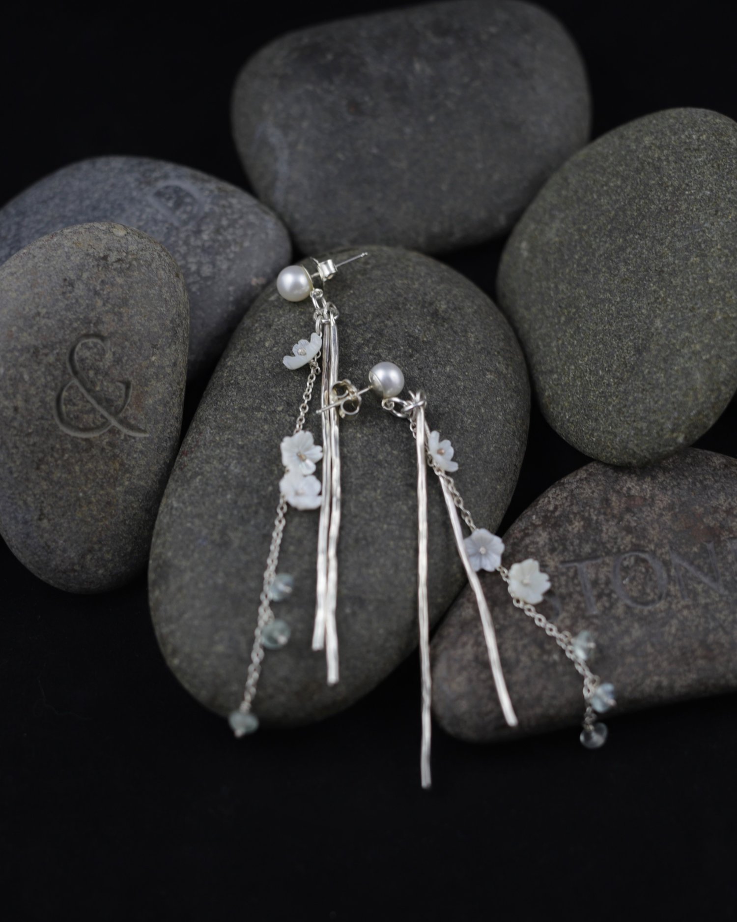 Image of Aquamarine Blossom Drop Earrings